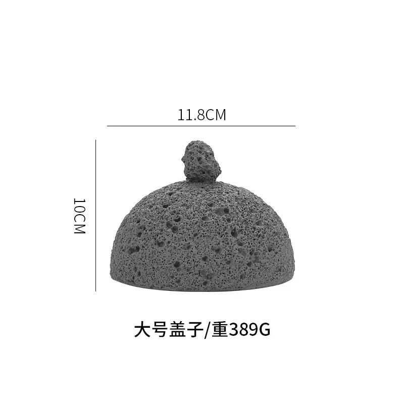 Creative Black Volcanic Stone Art Tableware, Dry Ice Sushi Plate, Cold Plate, Unique Cement Honeycomb Coal Spherical Plate