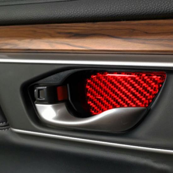 Red Carbon Fiber Door Bowl Panel Cover Trim For Honda CR-V CRV 2007-2011