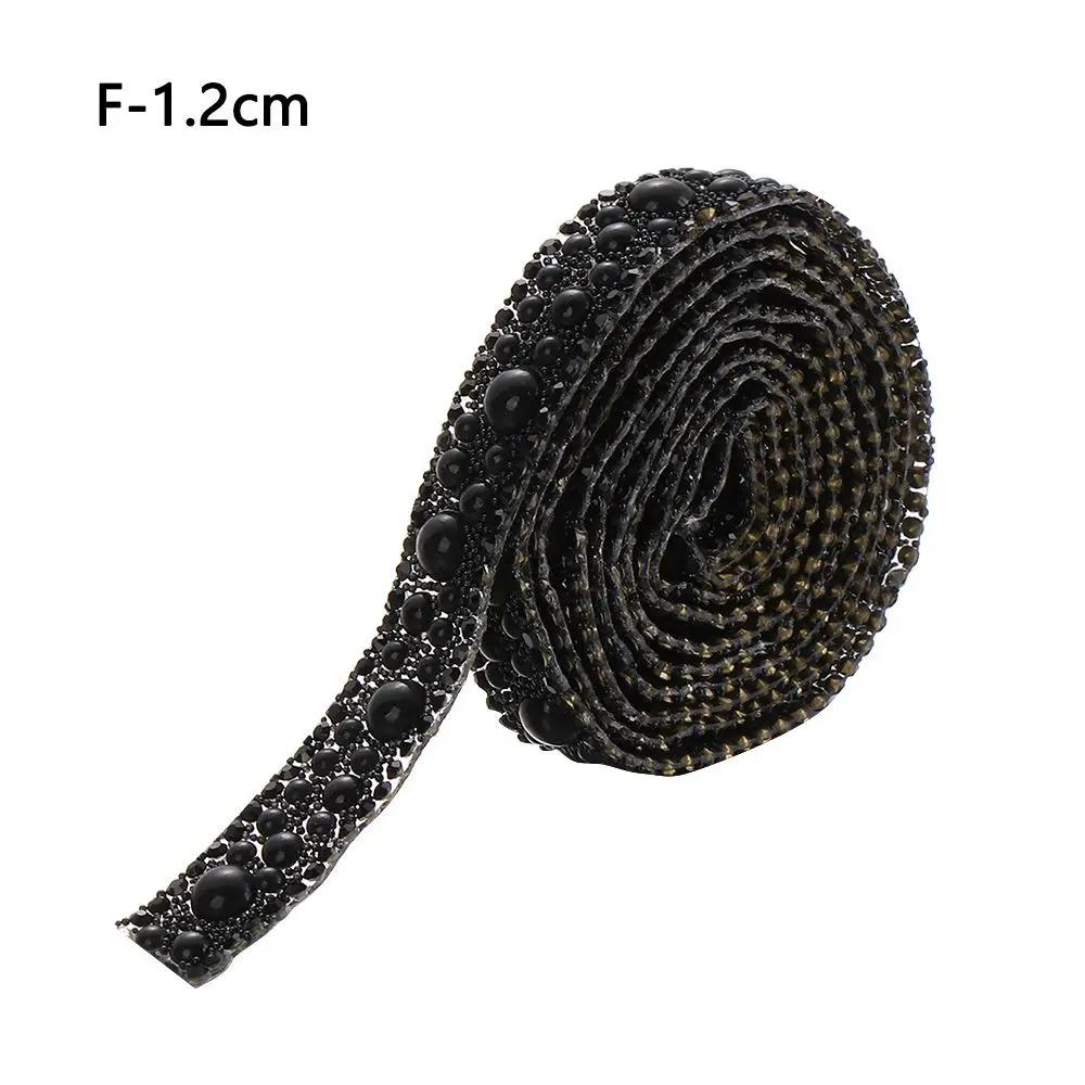 1Yard ABS Round Pearl Rhinestone Trim Hot Fix Crystal Banding Applique Trimming Iron-on Wedding Dress Clothing Fabric Accessory