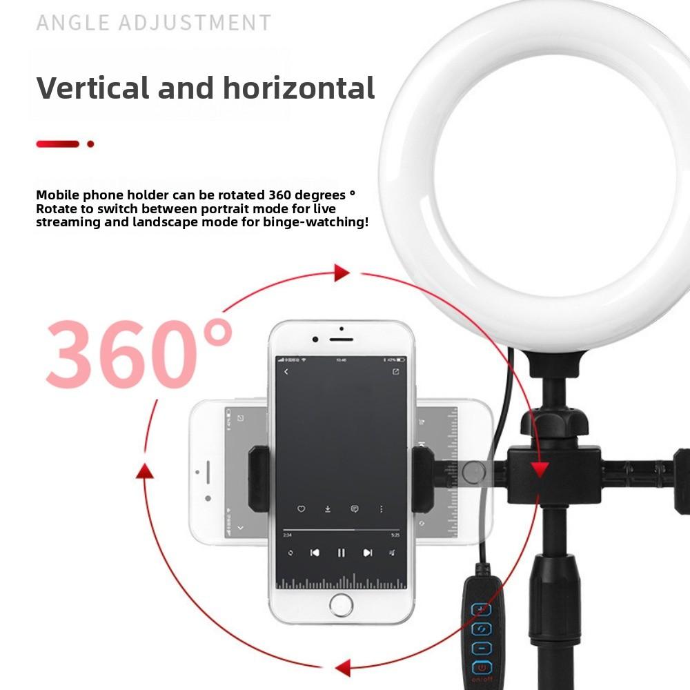 Dual Phone Position Fill Light Phone Holder Stable Base LED Circular Light  Video