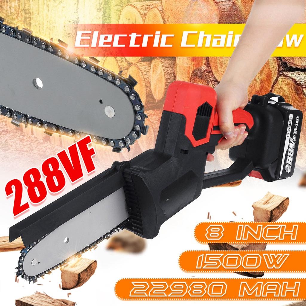 

8-дюймовая 1500 Вт 288 В Электрическая пила Аккумуляторная цепная пила Бесщеточный двигатель с 2 аккумуляторами Одноручная пила по дереву Для аккумулятора 8 Inch Chain