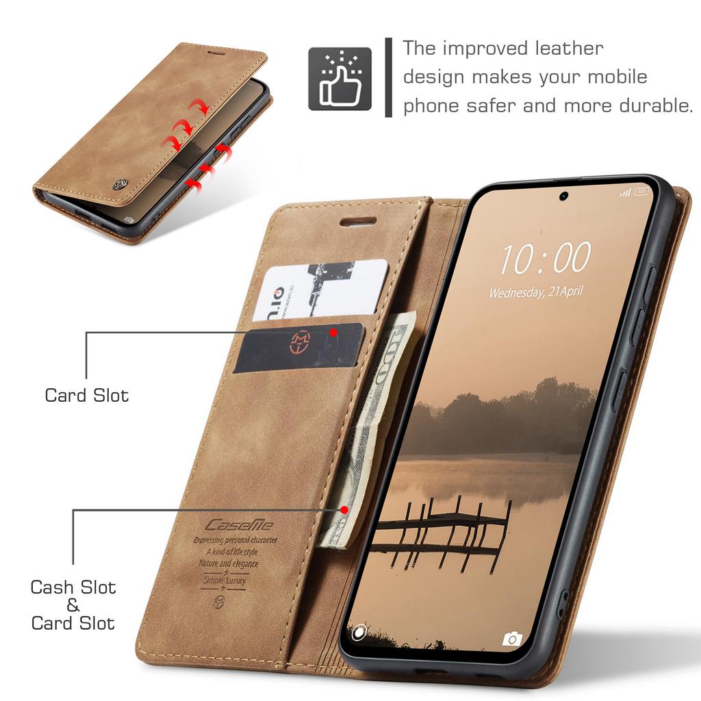 For Xiaomi Redmi Note 14 4G (164.84x78.15x8.16mm) Wallet Case CASEME 013 Series PU Leather Phone Cover Stand