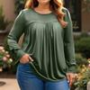Dames Grote Maten Tops Lange Mouwen Shirts Ronde Hals Wijdvallende Tuniek Casual Losse Blouse L-5