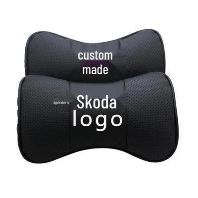 Skoda VIRS Genuine Leather Neck Pillow with Modified Logo