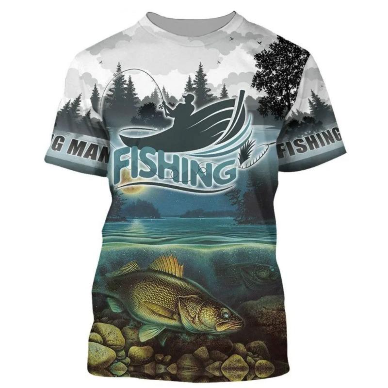 Funny Fishing 3D Print T-Shirts Streetwear Men Women Casual Fashion Oversized Short Sleeve T Shirt Male Tees Tops Man Clothing