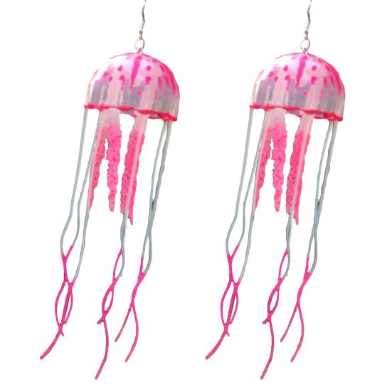 1 Pair Holiday Earrings Jellyfish-shaped Fine Exquisite Silicone Chic Flowy Bright Color Long for Club