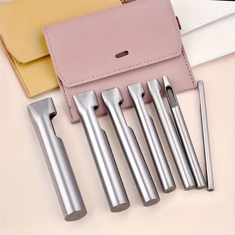 5pcs Oblong Slot Leather Punch Set Carbon Steel Flat Hollow Hole Puncher DIY Leather Craft Tool For Belts Watch Straps Bags