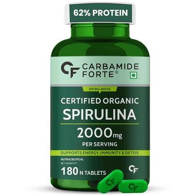 Carbamide Forte 100% Bio Spirulina Tabletten 2000 mg pro Portion - Bio Spirulina Pulver Tabletten | Unterstützt Energie, Immunität & Entgiftung