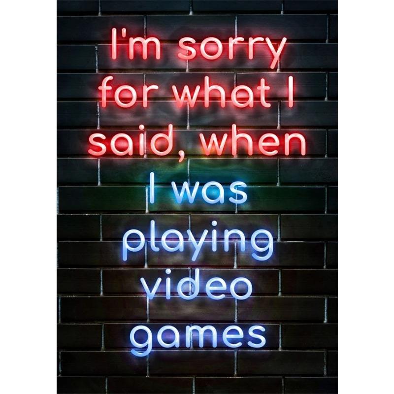 Neon Canvas Prints Painting Eat Sleep Game Repeat Funny Gaming Quote Posters Mural Wall Art for Home Gamer Room Decor No Light