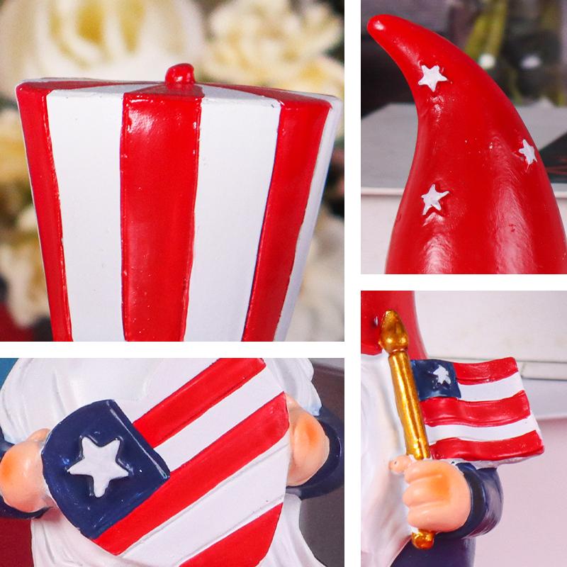 Creative Star-Spangled Gnome Resin Statue with Top Hat Design, Perfect 4th of July Gift