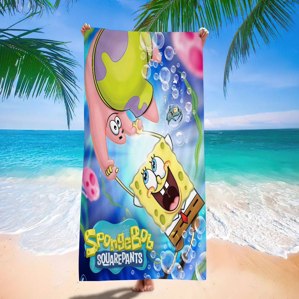 S-Sponge Bob S-S-SquarePants Microfiber Beach Towel Absorbent Quick Dry Soft Yoga Swimming Resort Mountain Climbing Towel