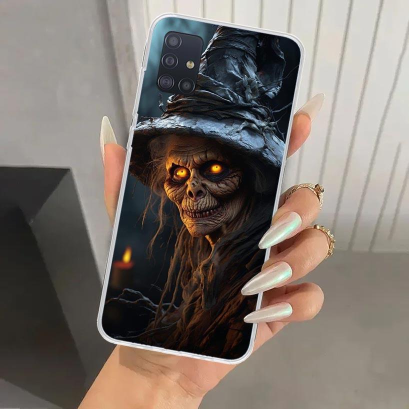 Halloween Moon Witch Horror Phone Case for Samsung Galaxy A52 A32 A22 A12 A02S A50S A30S A10S Note 20 Ultra 10 Plus S10 A31 A20