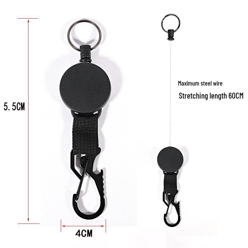 Multi-Functional Retractable Keychain Carabiner with Stainless Steel Wire Rope - Easy-Pull, Anti-Lost, Anti-Theft Fishing Buckle.