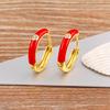 Nidin New Minimalist Candy Colors Enamel Round Hoop Earrings for Women Zircon Piercing Cartilage Huggie Ear Jewelry Wedding Gift