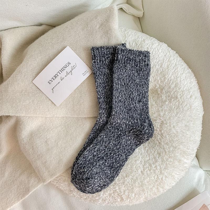Autumn Winter Thicken Warm Boots Floor Socks Wool Socks Women Japanese Fashion Harajuku Vintage Thermal Long Sock for Women Grey