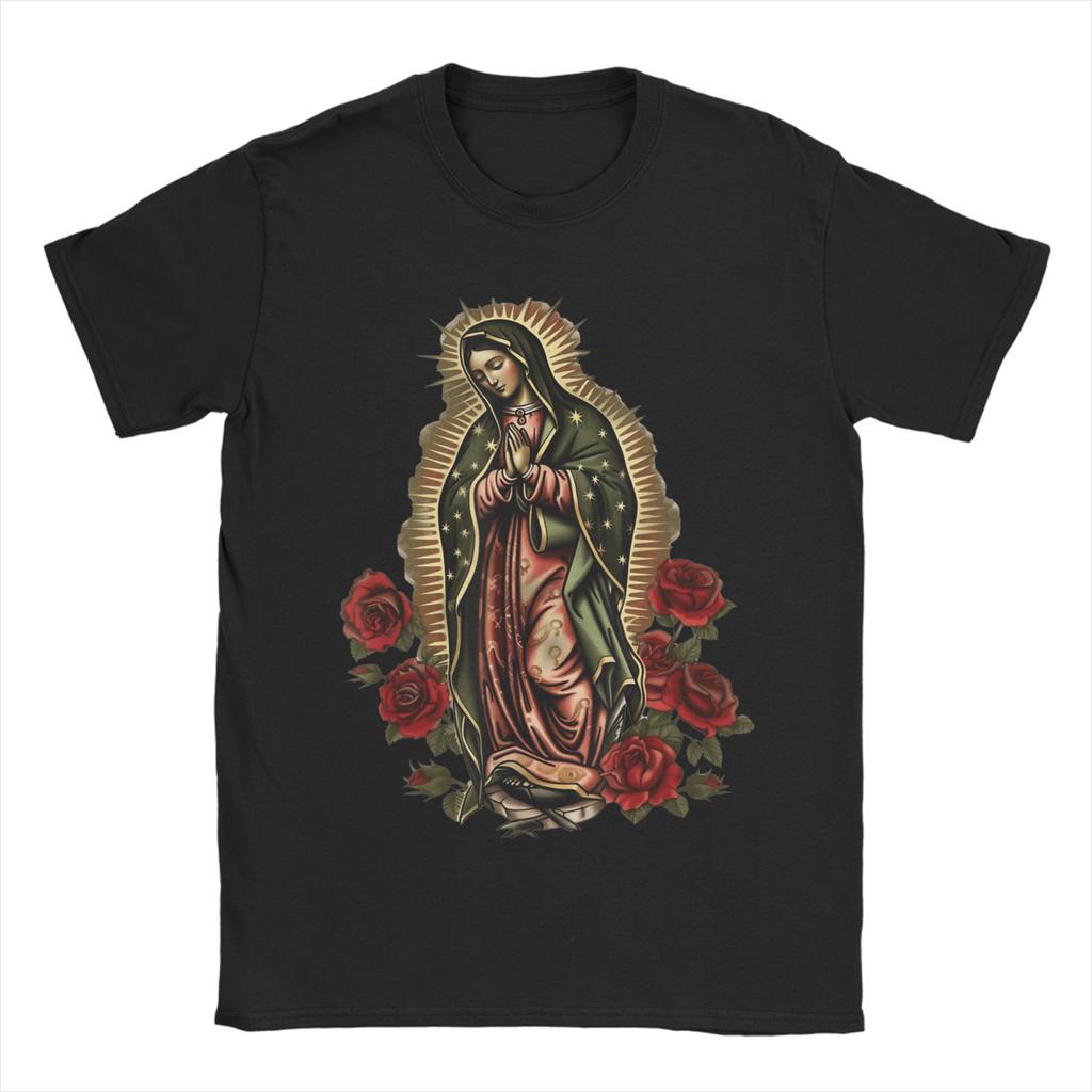 Vintage T Shirt Summer Tattoo Style Virgin Mary Hippie T Shirts  100 Cotton Tshirt for Men Y2K Retro Print Short Sleeve Clothes