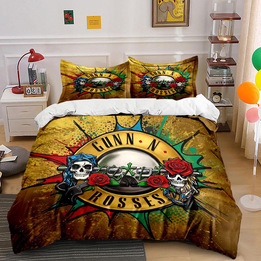 Skull and Roses Graphic Print Bedding Duvet Cover Set Duvet Cover Pillowcases (1*Duvet Cover 2*Pillowcases, without duvet insert)
