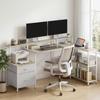 Corner Desk, Power Outlets, RGB LED, Monitor Stand, 2 Drawers, 172 x 100 cm, White
