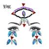 Easter Eve Party Gems Face Makeup Temporary Tattoo Sticker, Faux Crystal Jewelry Flash Nightclub Rhinestone Teardrop Eyeliner Decoration for