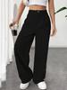 Calças de Fato Femininas de Cintura Alta e Perna Larga Primavera/Verão com um Corte Reto Fluido e Relaxado para um Look Emagrecedor, Versátil e Casual