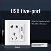 BULL 86-Type White 5-Hole Wall Socket with Dual USB