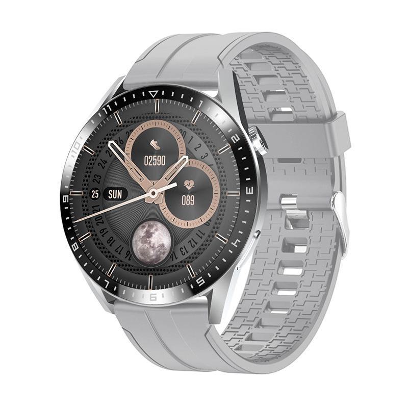 

Мужские умные часы: Встроенная музыка, монитор сердечного ритма, оплата, Bluetooth-звонки и спортивный трекер. серебряный