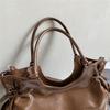 Large Capacity PU Tote Bag Women Fashion Shoulder Bag With Drawstring Detail Soft Texture Handbag Everyday Use