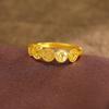 Qian Duoduo Copper Coin & Ice Design Women's Luxury Gold Ring
