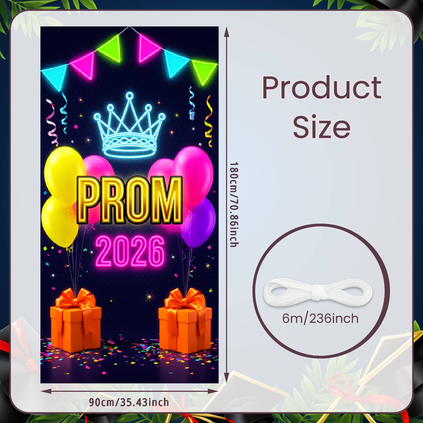 

2026 Prom Banner Vibrant Color Palette Prom Display Party Prom Banner Colored Balloons For Youth Gala Events Celebration