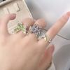 Kleiner Frischer Sommer Kühlendes Gefühl Grüner Emaille Tropfendes Öl Schmetterling Blume Öffnender Ring Nische Leichter Luxus High-End Ring