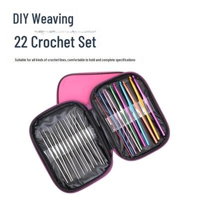 22-teiliges Häkelnadel-Set aus Edelstahl und Aluminium: Tragbare DIY-Strickwerkzeuge zum Pullovermachen