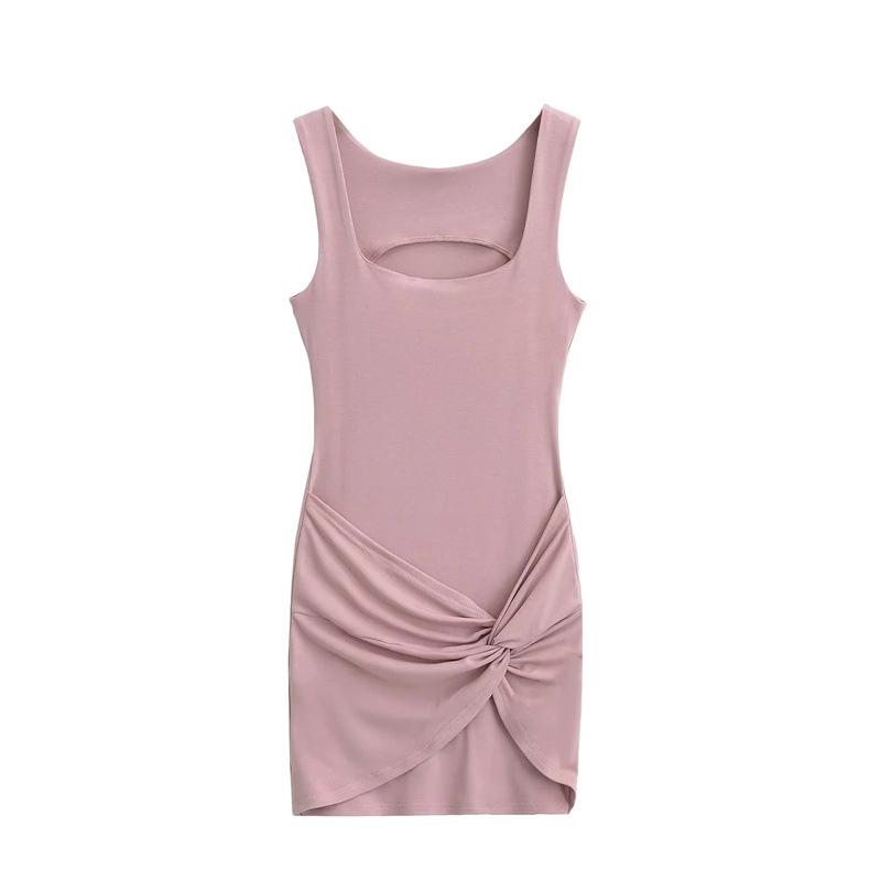 

Pure Desire Slim-Fit Square Neck Cinched Waist Tank Dress Medium рожевий