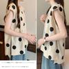 RoyzTocz Short Sleeve Round Neck Blouse with Polka Dots and Summer Plus Women's Slits. Top. Elegant, Size, Fashionable, Casual, Stylish, Slimming,
