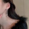 Pearl Zircon Moon Tassel Silver Stud Earrings - Creative Design, Cold Style, European & American Fashion