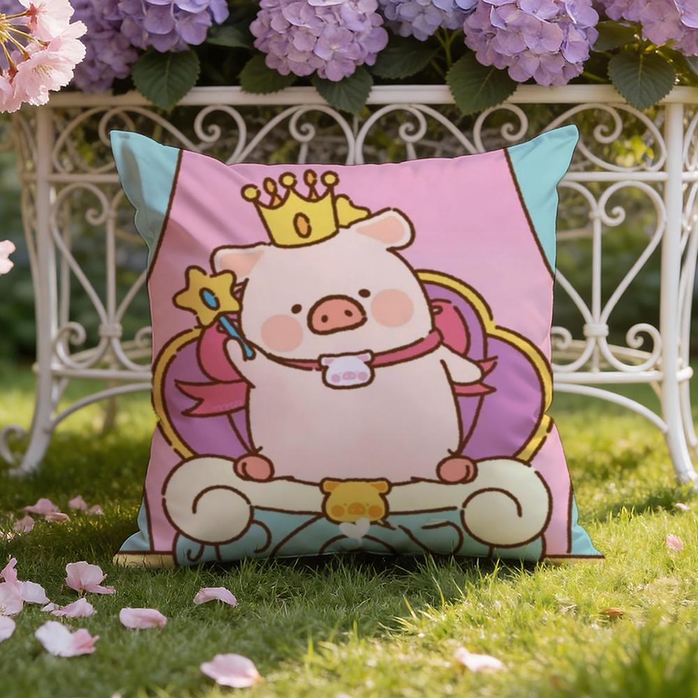 Cartoon L-Lulu Pig Pink Cushion Cover Home & Car Dual-Scene Pillow Cover: Reversible for Premium Comfort