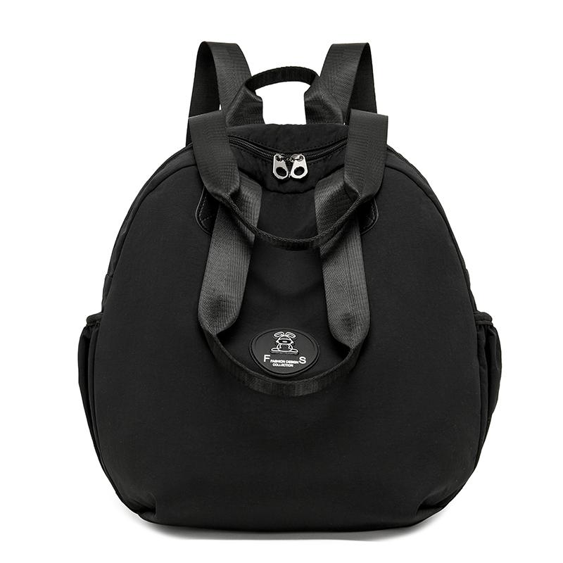 Women's Backpack Round Bag Large Capacity Travel Bag Solid Color Student Schoolbag