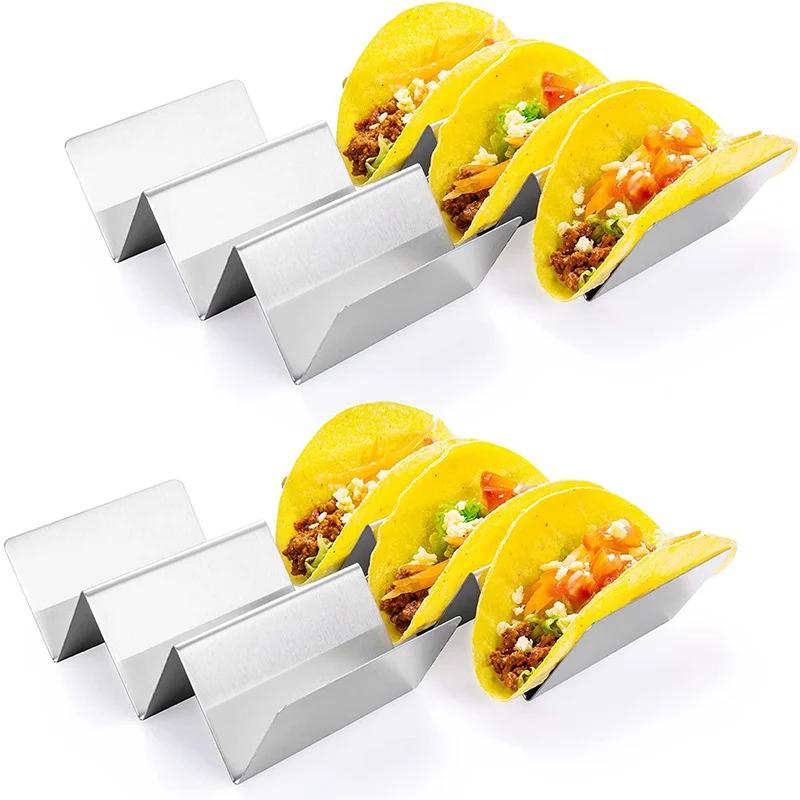 Taco Holder Stainless Steel Taco Stand Rack Tray Oven Safe For Baking, Dishwasher And Grill Safe Kitchen Dining Tableware