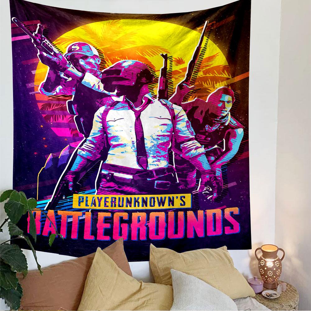 PUBG Tapestry Wall Hanging, PlayerUnknown Battlegrounds Poster Art, Gamer Wall Decor for Bedroom Living Room Dorm