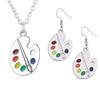 Novelty Fun Art Paint Palette Necklace and Hook Earrings Set for Friends Party