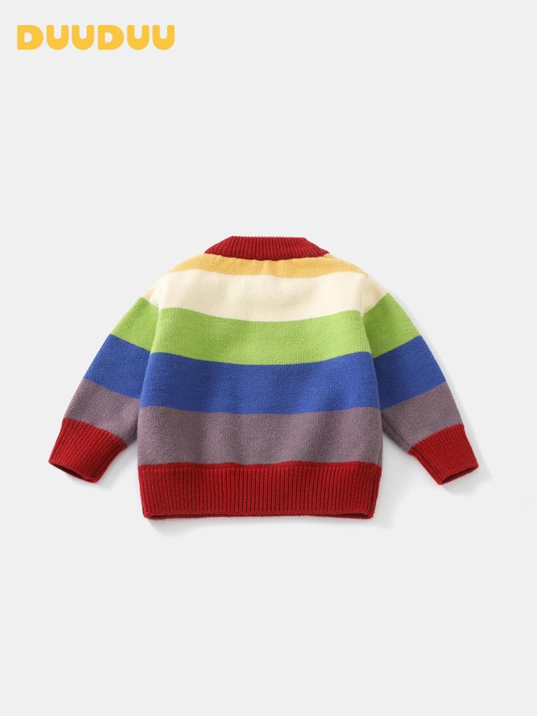 DUUDUU 2025 Baby Boy Knit Pullover: New Autumn/Winter Korean Style Warmer Toddler Sweater