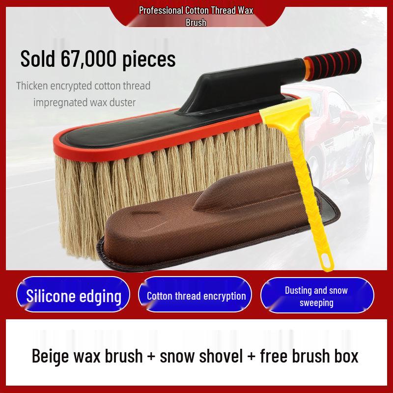 Teleskopowa szczotka samochodowa i miotełka z bawełnianym gwintem do mycia, odkurzania i woskowania