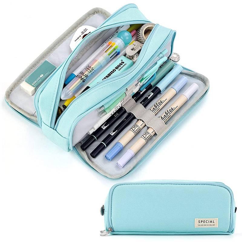 Style Korean Trendy Large Capacity Pencil Case Minimalist Durable Bag Canvas