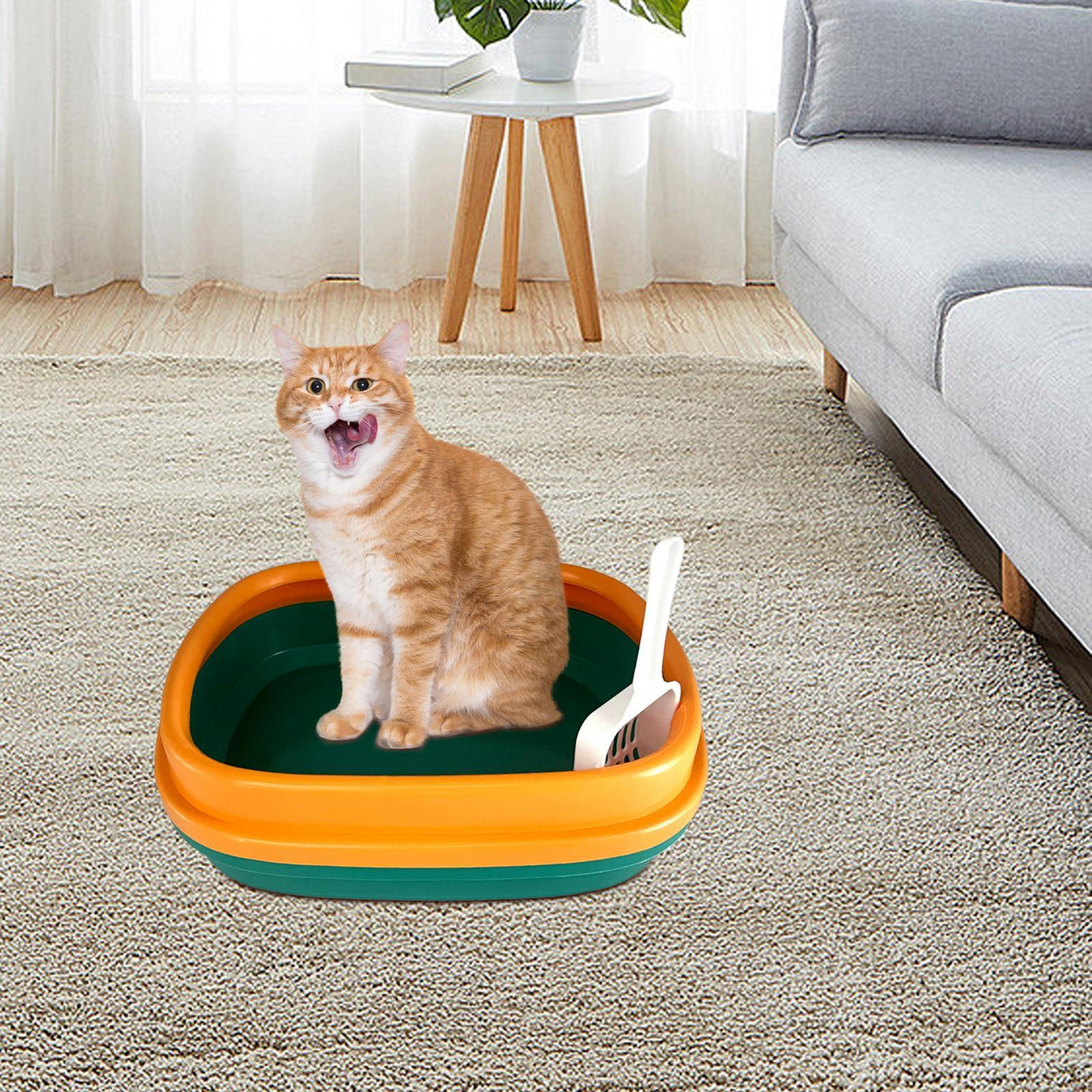 

Кошачий ящик с противоскользящим дном, прочный, легко чистящийся туалет для маленьких и больших кошек зелёный