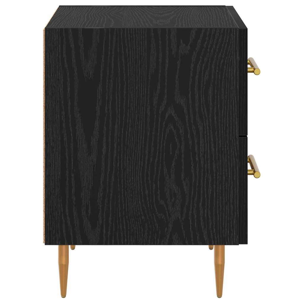 Nightstand Black Oak Effect 40 X 35 X 47.5 Cm Engineered Wood