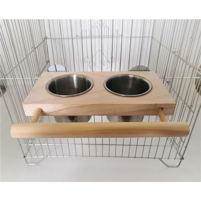 Futternäpfe für Vögel zum Aufhängen am Käfig Papageienfutterspender Futter-Wassernapf 2 in 1 Vogelstange Futterspender Edelstahlnäpfe für Papageien