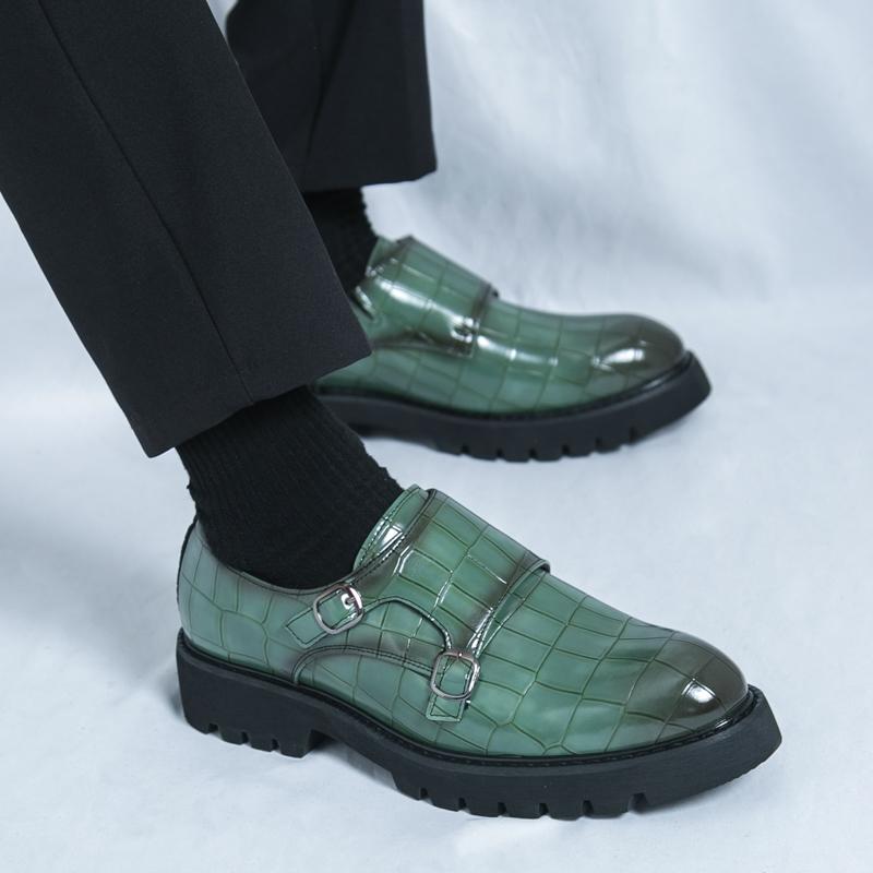 Fashion Korean Style Men Thick Soled Casual Leather Loafers Shoes Height Increase Formal Dress Slip On Shoes for Business Office