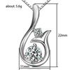 Silver Plated Double CZ Teardrop Pendant Necklace, Abstract Leaf Design Box Chain Necklace for Women