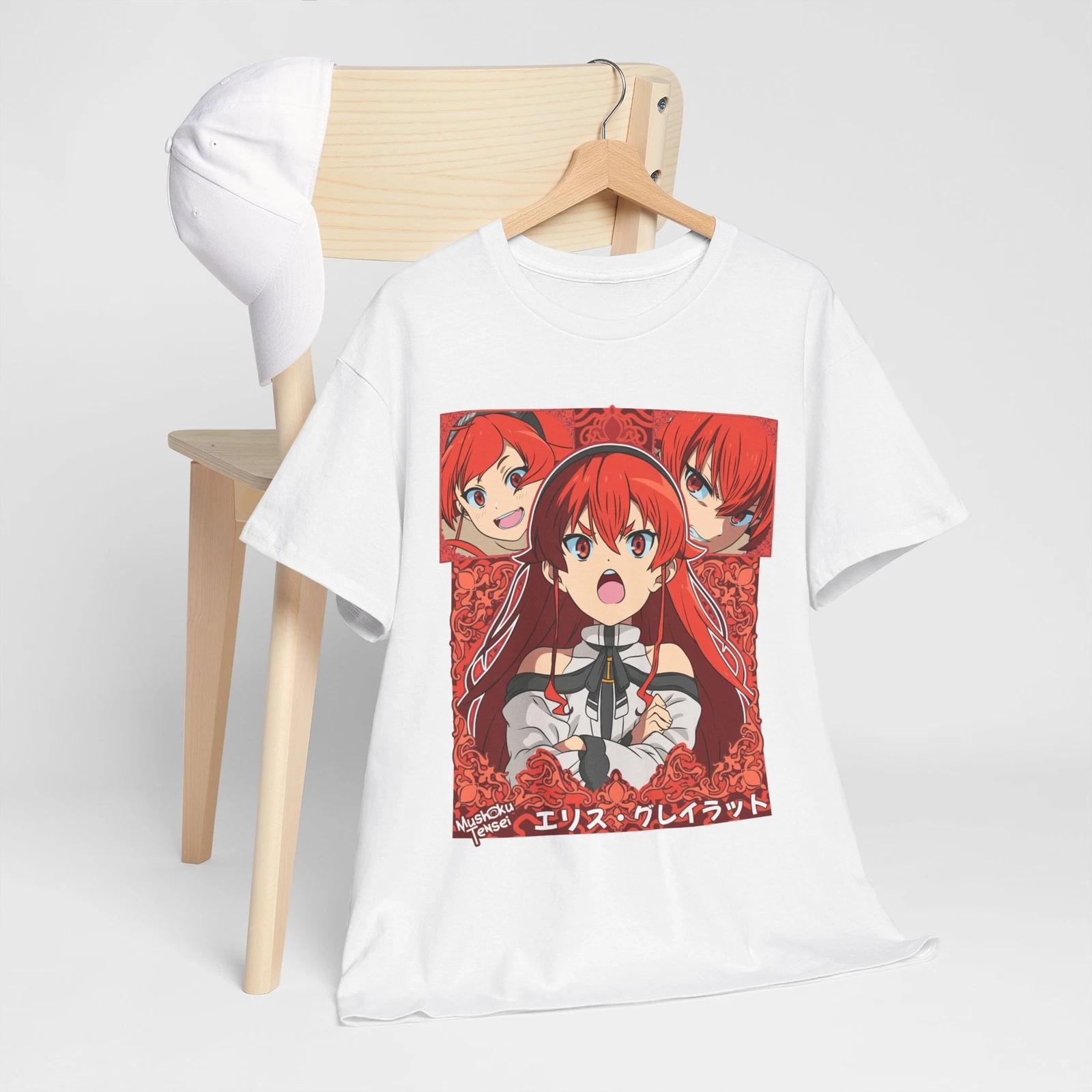 Mushoku Tensei Рокси Мигурда Безработный Реинкарнация Аниме Футболка для Мужчин и Женщин Летняя Чистый Хлопок Удобная Свободная Рубашка 4XL