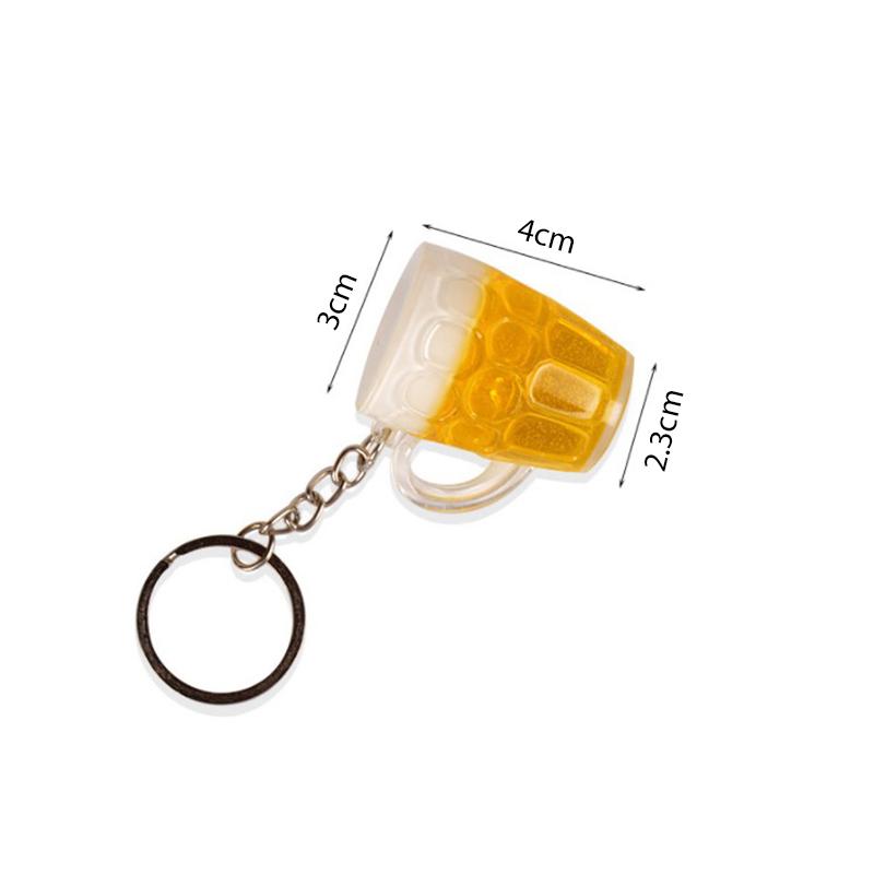 Resin Beer Cups Keychain Car Keyring Key Chain Men Woman Jewelry Simulation Food