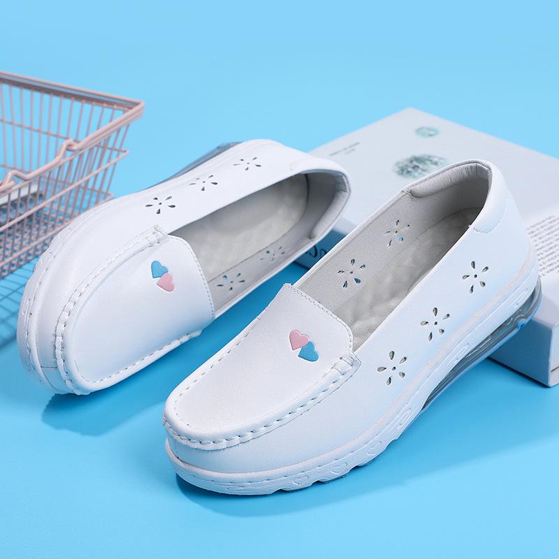 Women's Autumn Genuine Leather Non-Slip Nurse Shoes - Soft Sole & Breathable for Medical Work